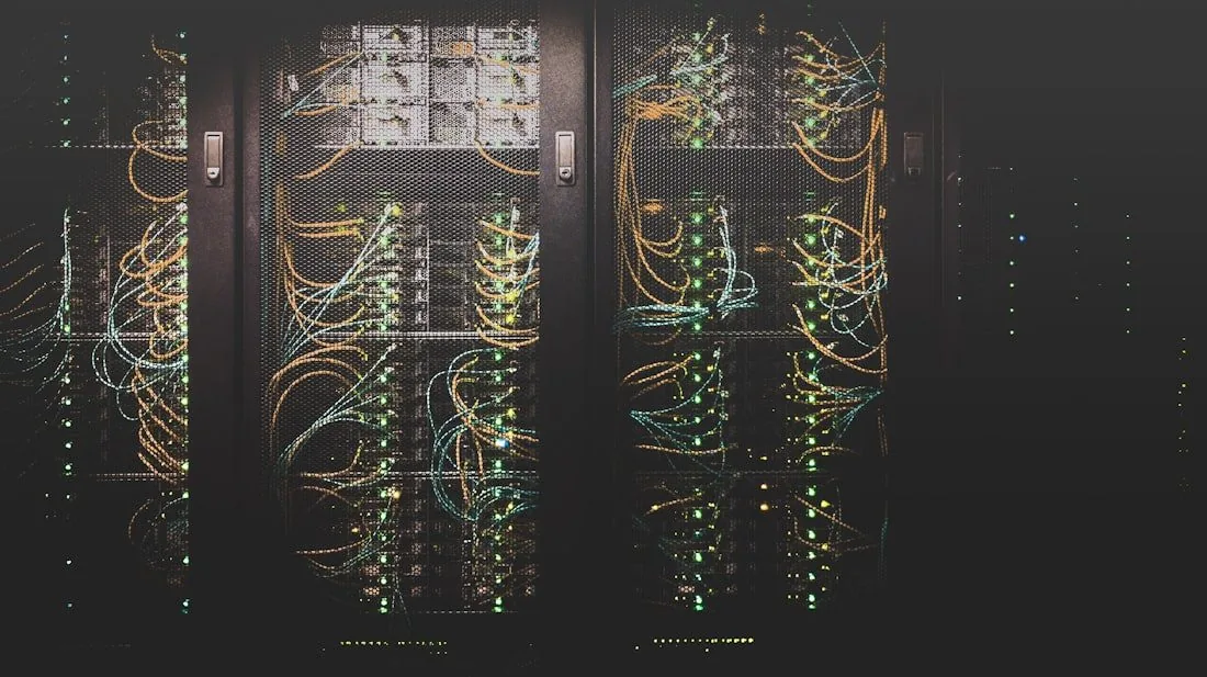 Rows of servers in a data centre